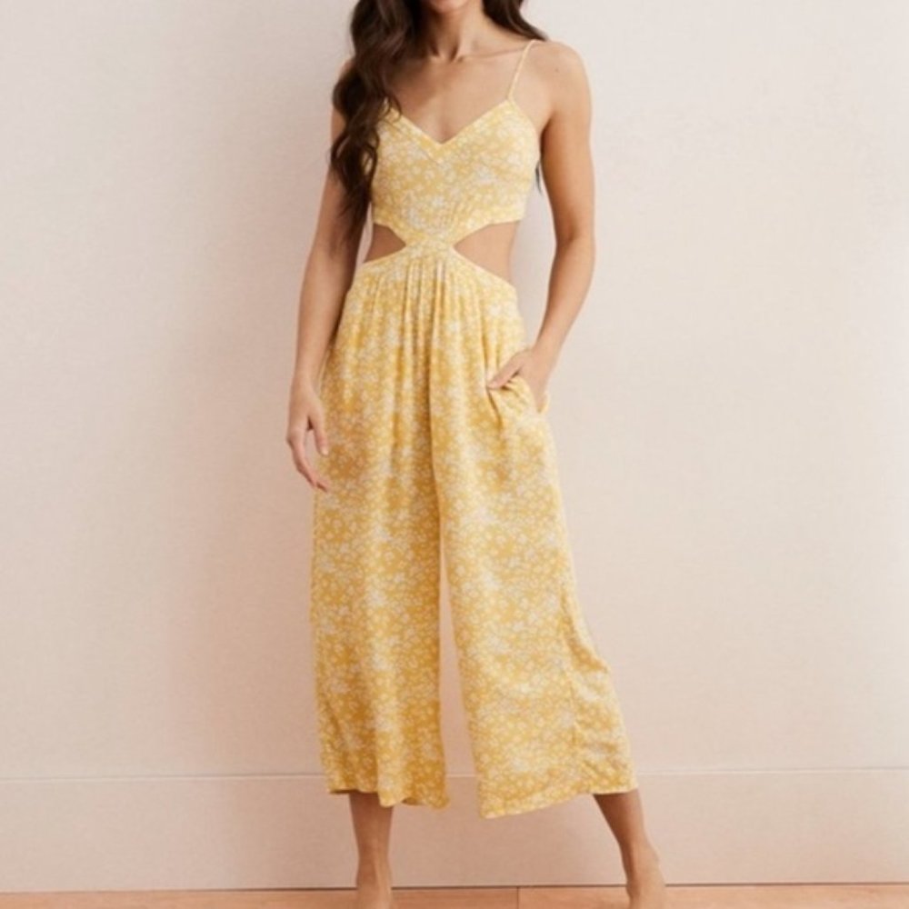 aerie Floral Jumpsuit Size Small